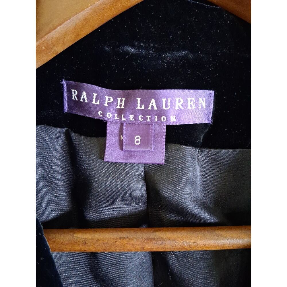 Vtg Ralph Lauren Purple Label Collection Black Velvet Blazer Jacket Womens Sz 8 - Picture 3 of 16